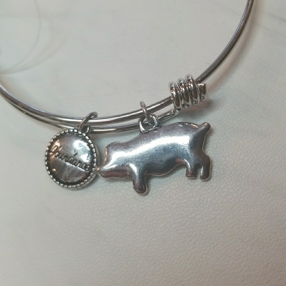 Abundance Pig Silver Color Expandable Bracelet - Picture 2 of 6